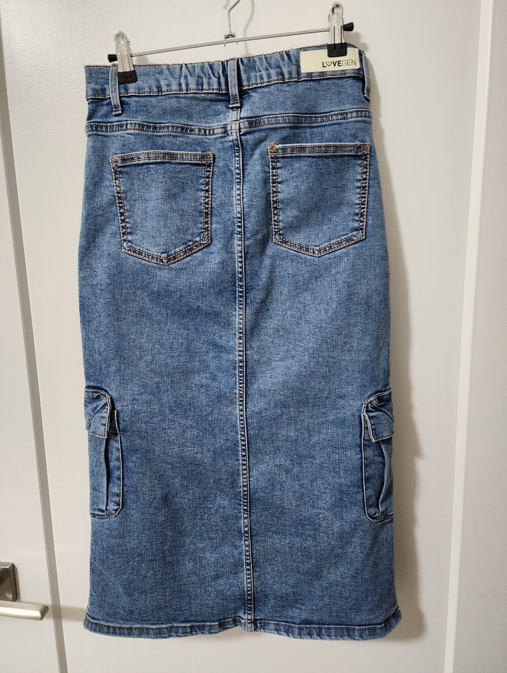 Lovegen Blue Denim Jeans Cargo Skirt SZ 5 - Picture 5 of 8